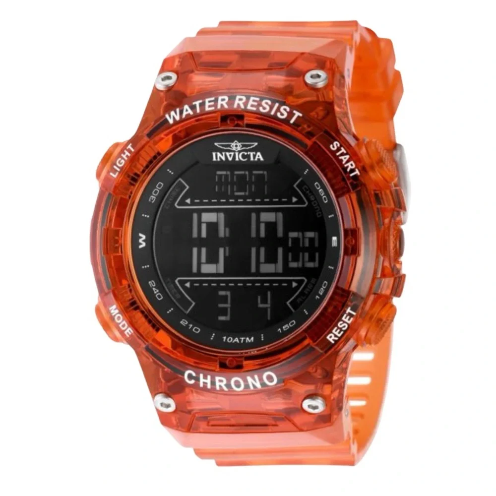 Invicta Chrono Digital Watch Orange Chronograph Water Resistant BNWT Sport